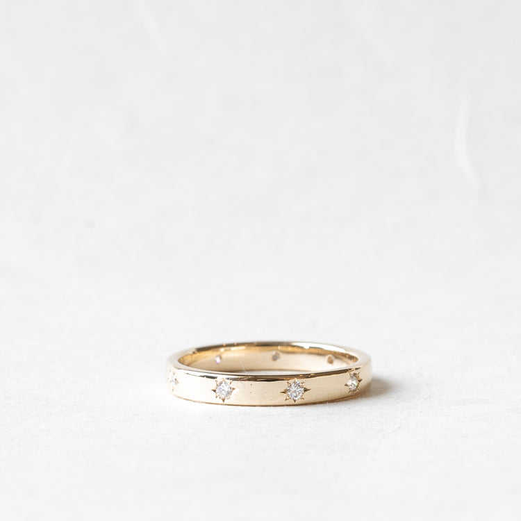 14K Diamond Starburst 3mm Eternity Wedding Band