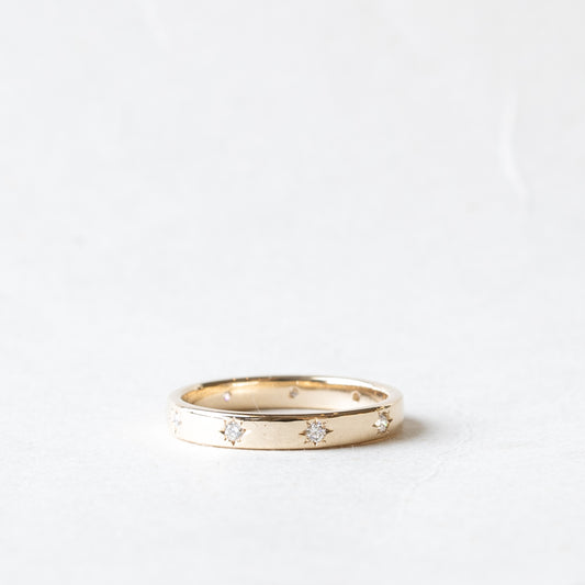 14K Diamond Starburst 3mm Eternity Wedding Band