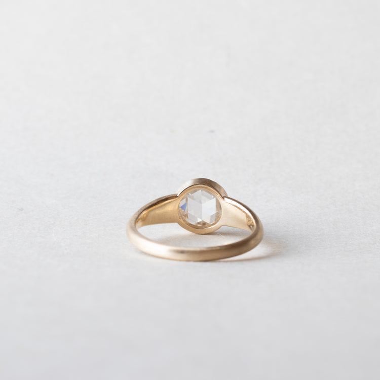 14K Yellow Gold Moissanite Ring Rose Cut Ring