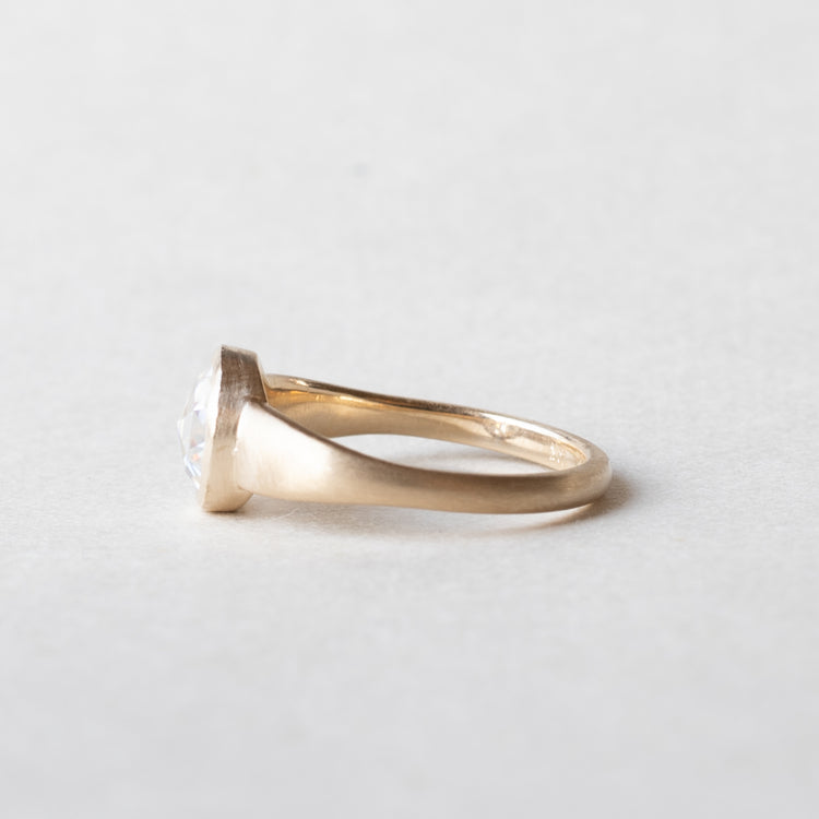 14K Yellow Gold Moissanite Ring Rose Cut Ring
