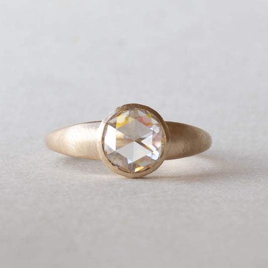 14K Yellow Gold Moissanite Ring Rose Cut Ring
