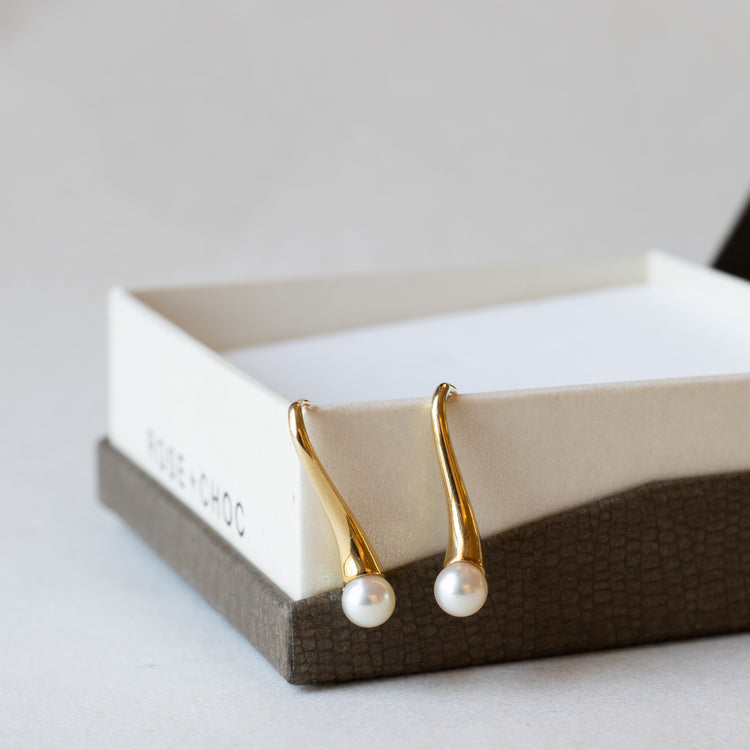18K Gold Pearl Earrings - Estate Jewelry