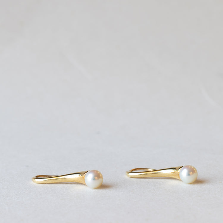 18K Gold Pearl Earrings - Estate Jewelry