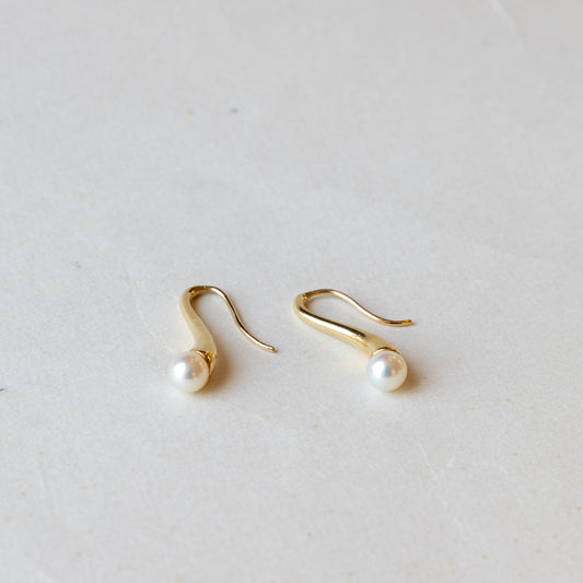 18K Gold Pearl Earrings - Estate Jewelry