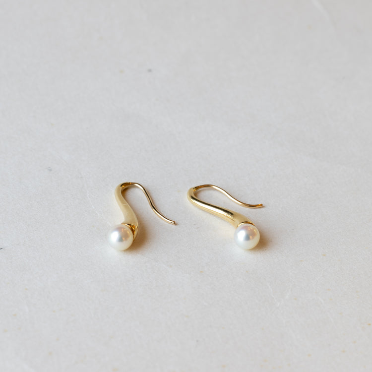 18K Gold Pearl Earrings - Estate Jewelry
