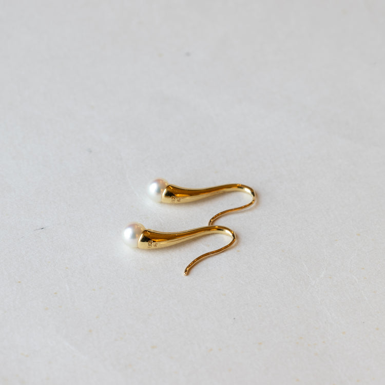 18K Gold Pearl Earrings - Estate Jewelry