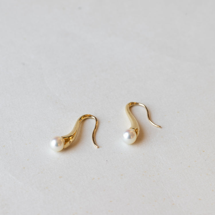 18K Gold Pearl Earrings - Estate Jewelry