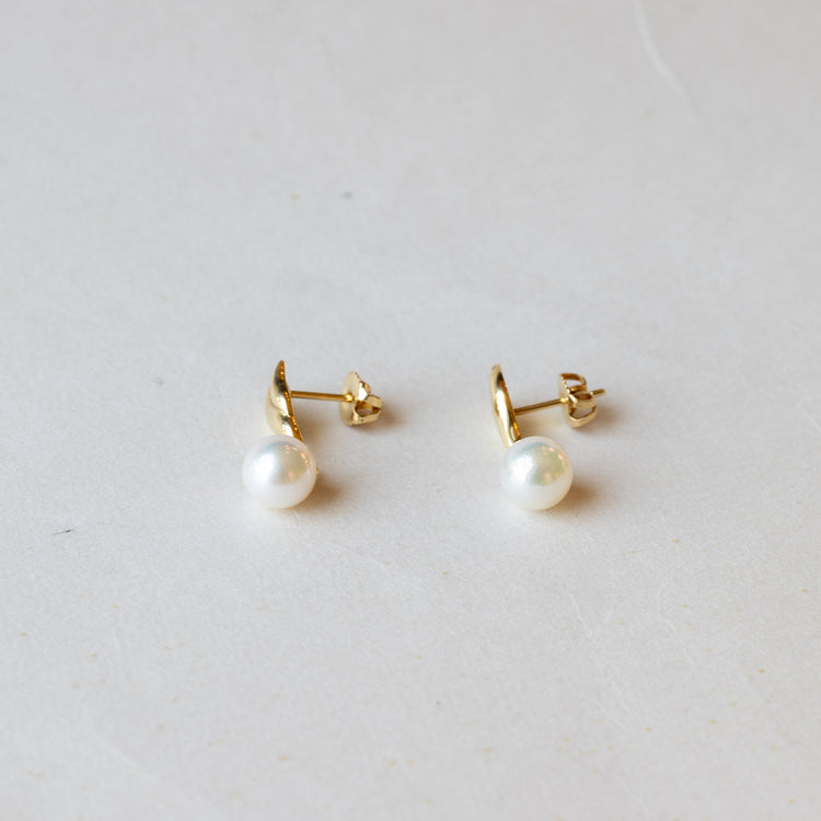 18K Gold Pearl Earrings - Estate Jewelry