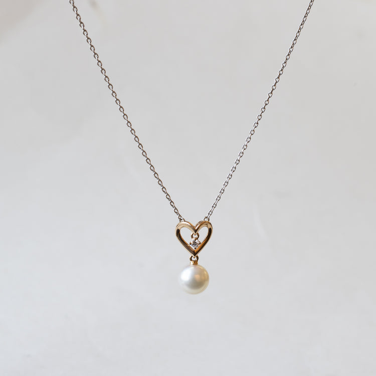 18K Two Toned Gold Pearl Estate Necklace