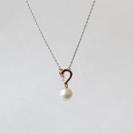 18K Two Toned Gold Pearl Estate Necklace