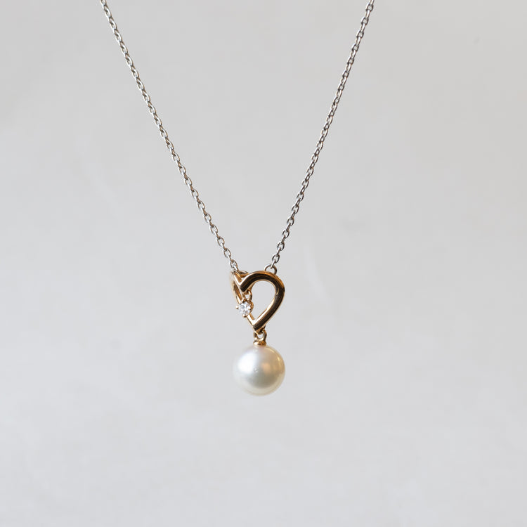 18K Two Toned Gold Pearl Estate Necklace