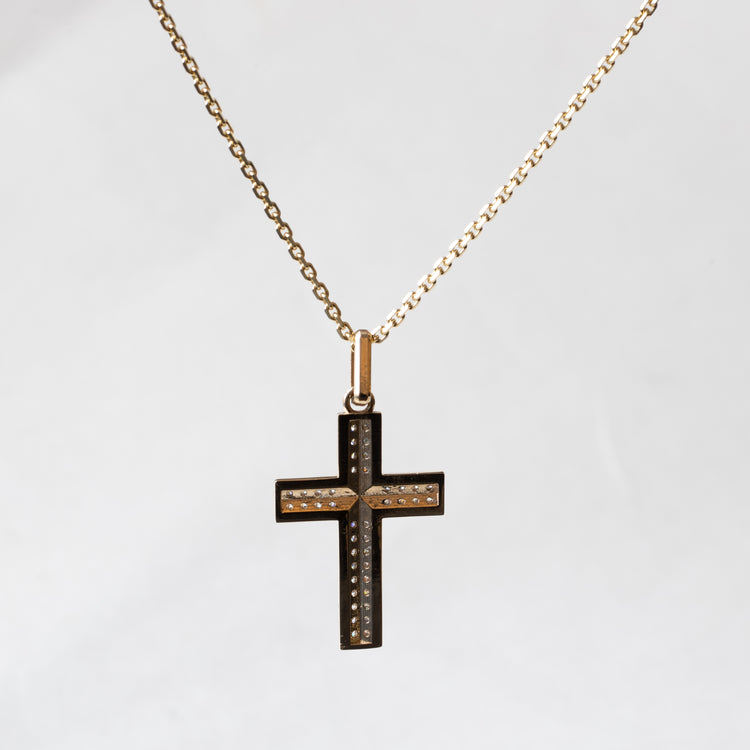 14K Yellow Gold Natural Diamond Cross Pendant (PENDANT ONLY)