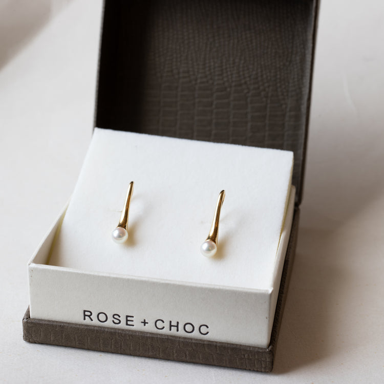 18K Gold Pearl Earrings - Estate Jewelry