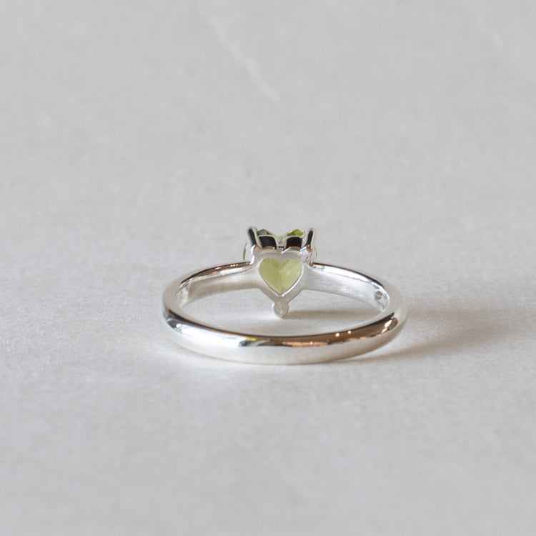 Sterling Silver Peridot Heart Ring