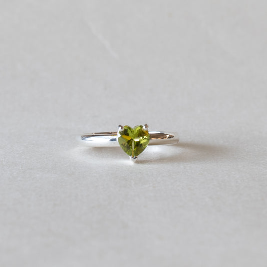 Sterling Silver Peridot Heart Ring