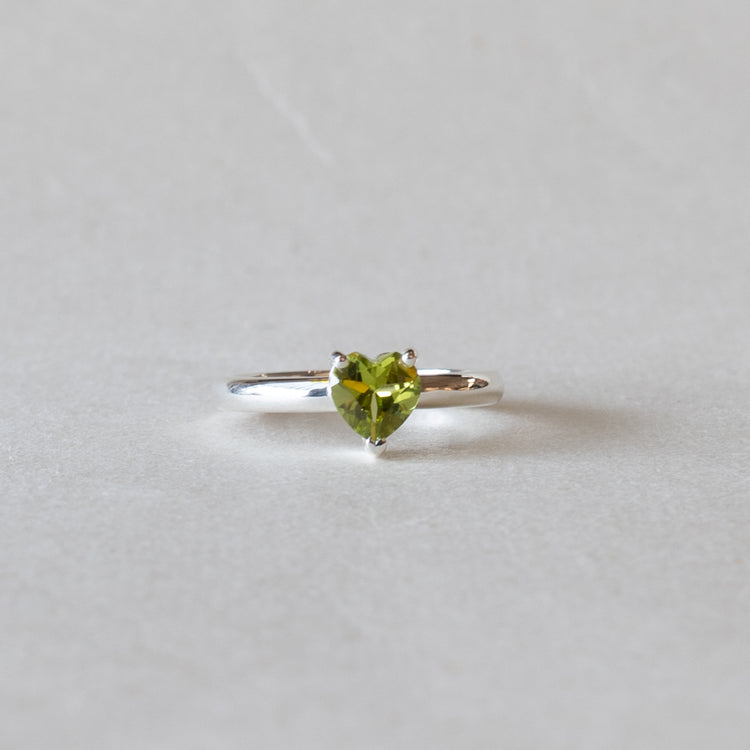 Sterling Silver Peridot Heart Ring