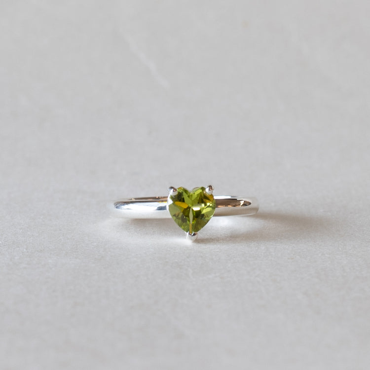 Sterling Silver Peridot Heart Ring