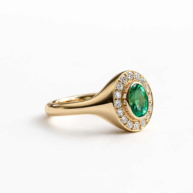 0.825 carat Emerald Signet Ring