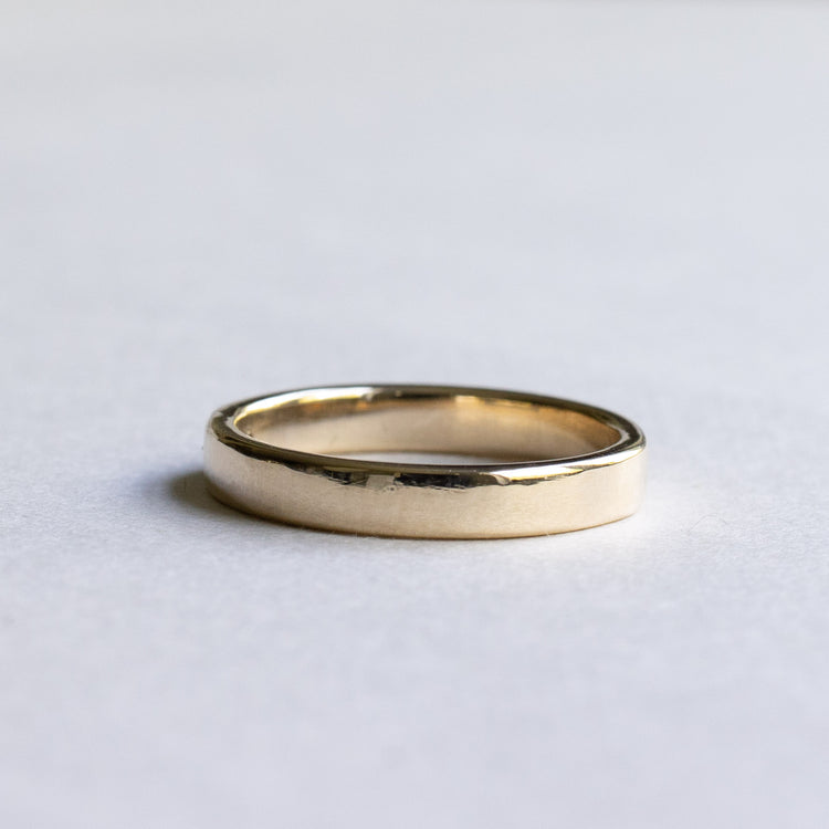 14k Yellow Gold Flat Band Ring, 3mm Wedding Band