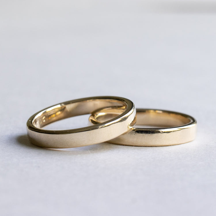 14k Yellow Gold Flat Band Ring, 3mm Wedding Band