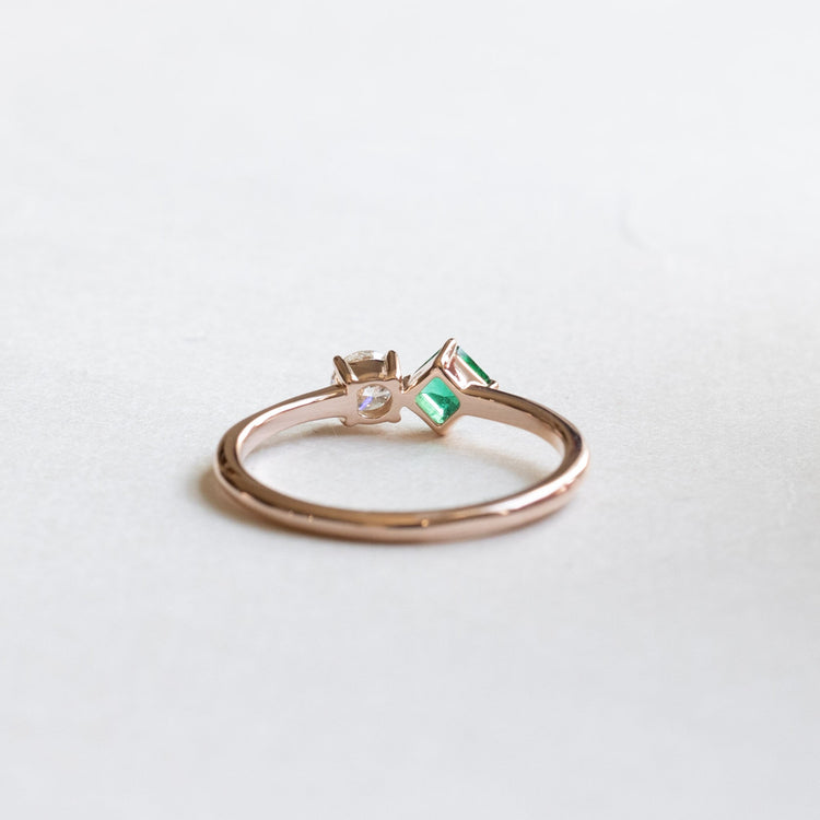 Emerald Diamond Moi et Toi Ring Size 7