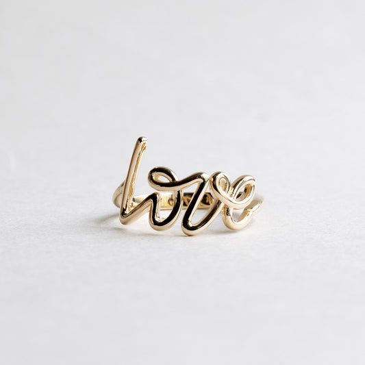 Gold Spellout Love Ring