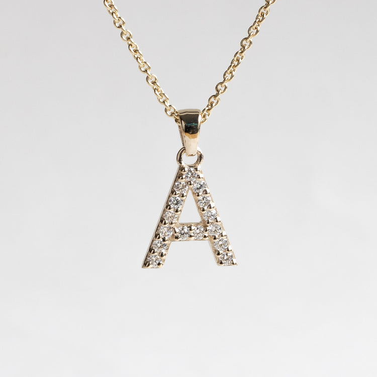 14K Diamond Initial Pendant Necklace