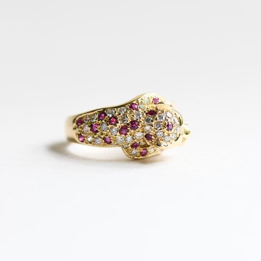 18K Ruby Diamond Leopard Ring
