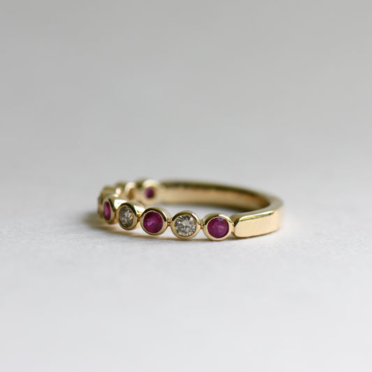 14K Ruby Bezel Band