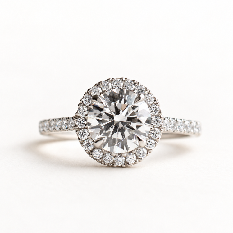 1.5 Carat Lab Diamond Halo Engagement Ring