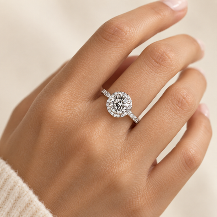 1.5 Carat Lab Diamond Halo Engagement Ring