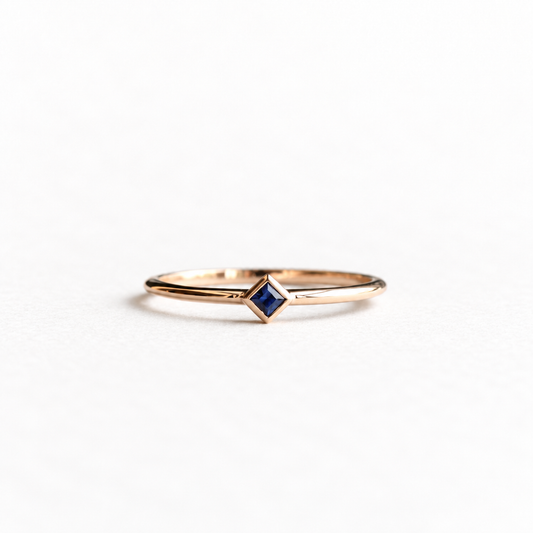 14k Rose Gold Princess Cut Sapphire Ring