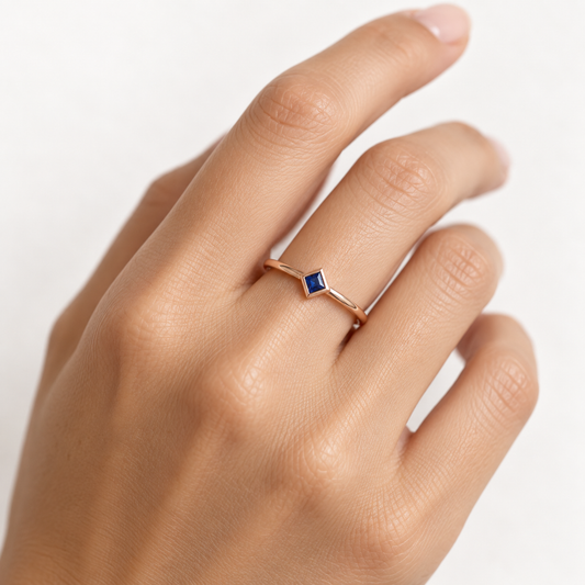 14k Rose Gold Princess Cut Sapphire Ring