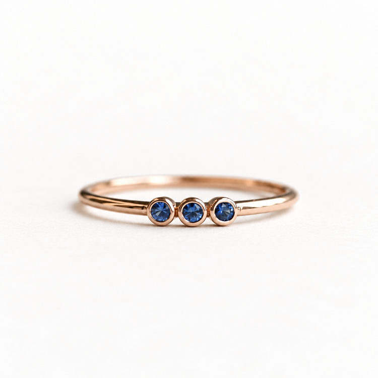 14k Trio Sapphire Ring