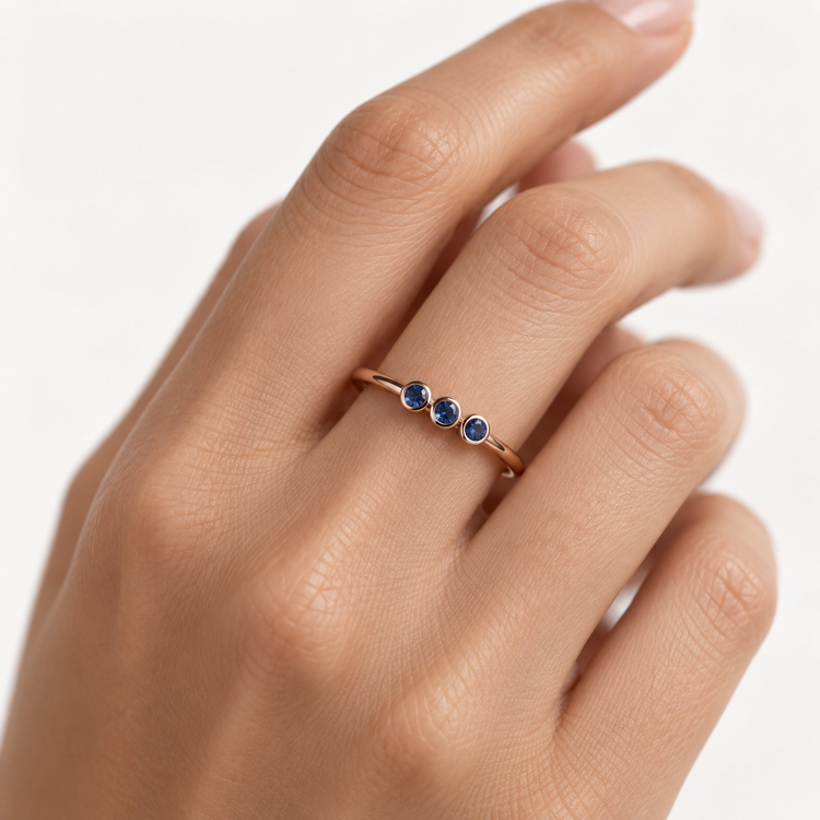14k Trio Sapphire Ring
