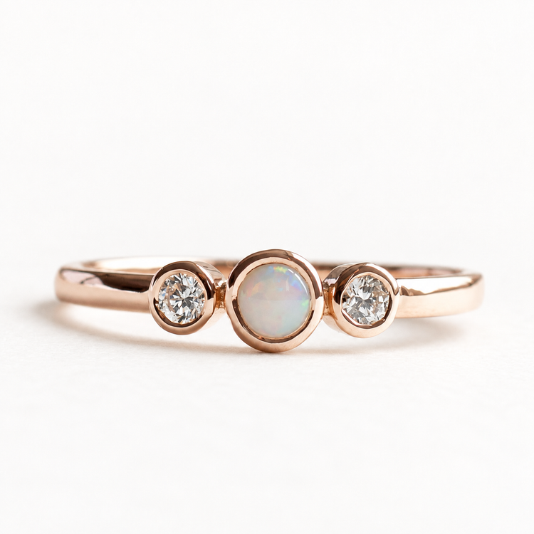 Opal Diamond Trio Ring