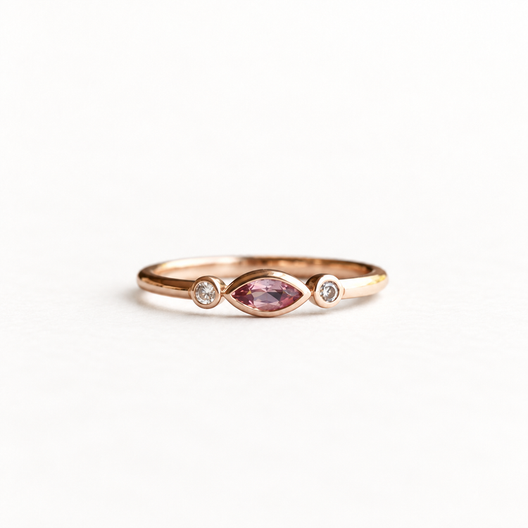14k Marquise Tourmaline Diamond Ring