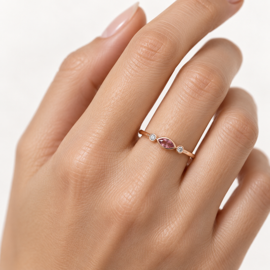14k Marquise Tourmaline Diamond Ring