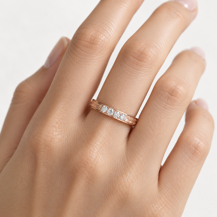 14K Rose Gold Diamond Band