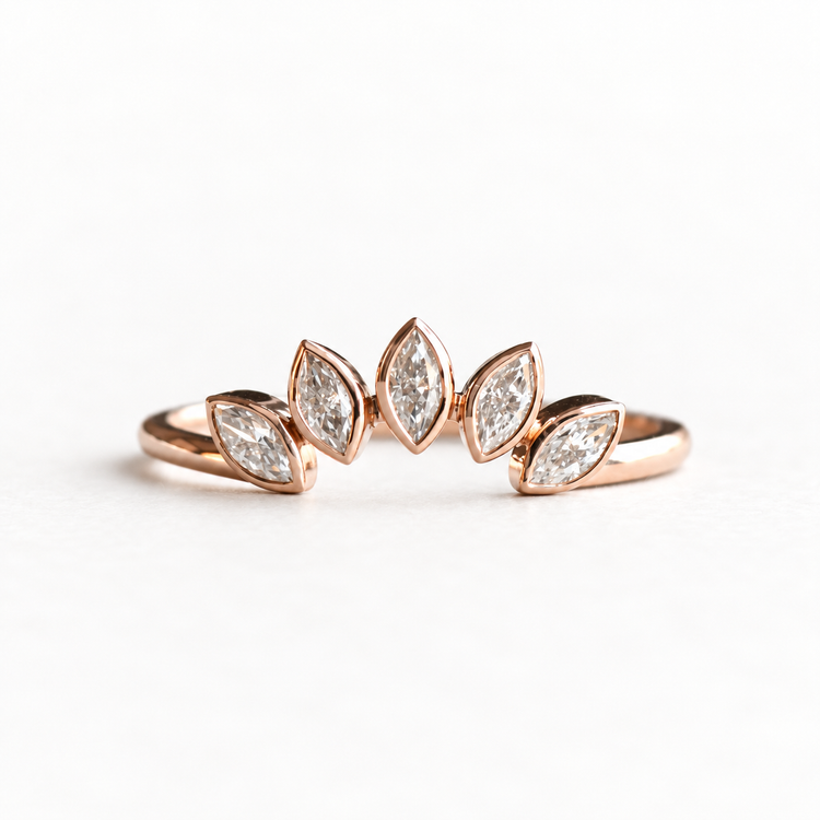 14k Rose Gold Tiara Marquise Ring