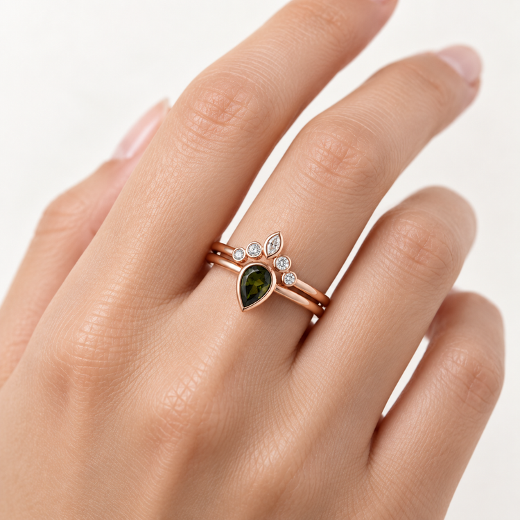 14k Rose Gold Tourmaline Diamond Set
