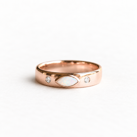 14K Opal Marquise Band