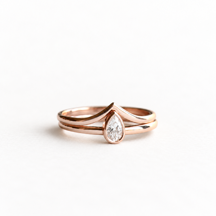 14K Rose Gold Teardrop Moissanite Ring