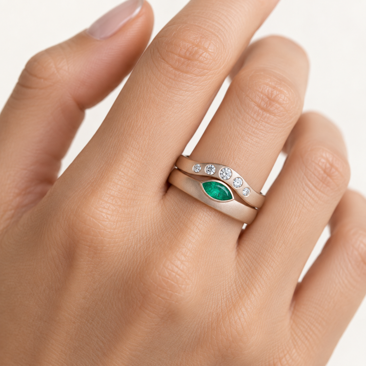 14k Emerald With Diamonds