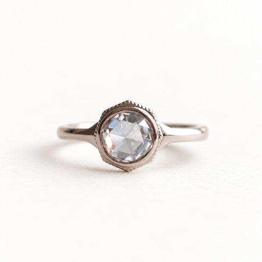 14K Rose Gold Rose Cut Moissanite Ring