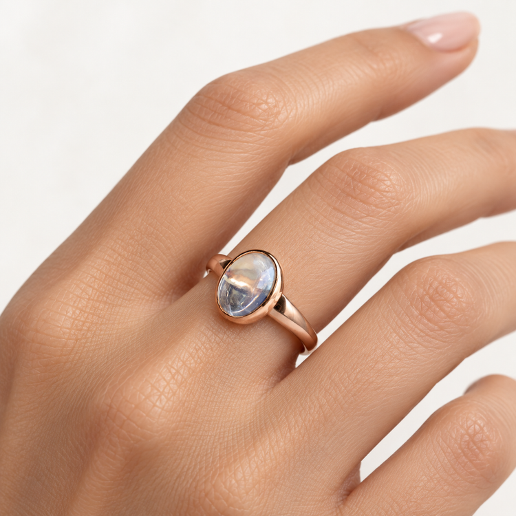 14K Rose Gold Moonstone Ring