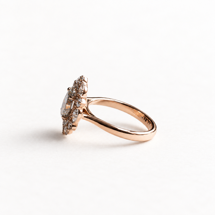 14K Rose Gold 2.55TCW Oval Halo Diamond Ring