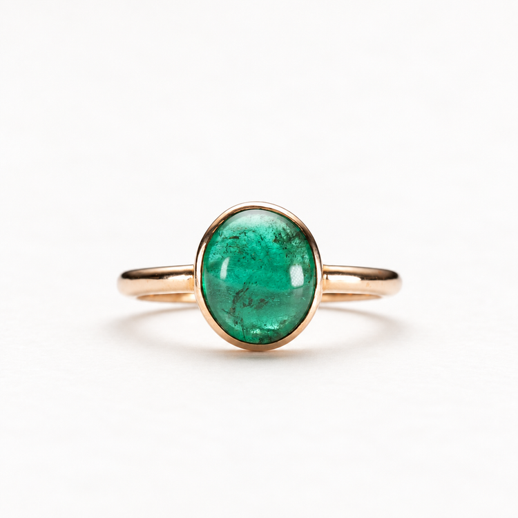 14K Rose Gold Emerald Ring
