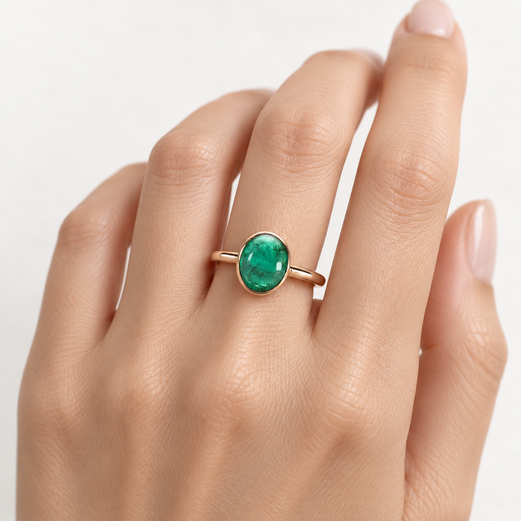 14K Rose Gold Emerald Ring
