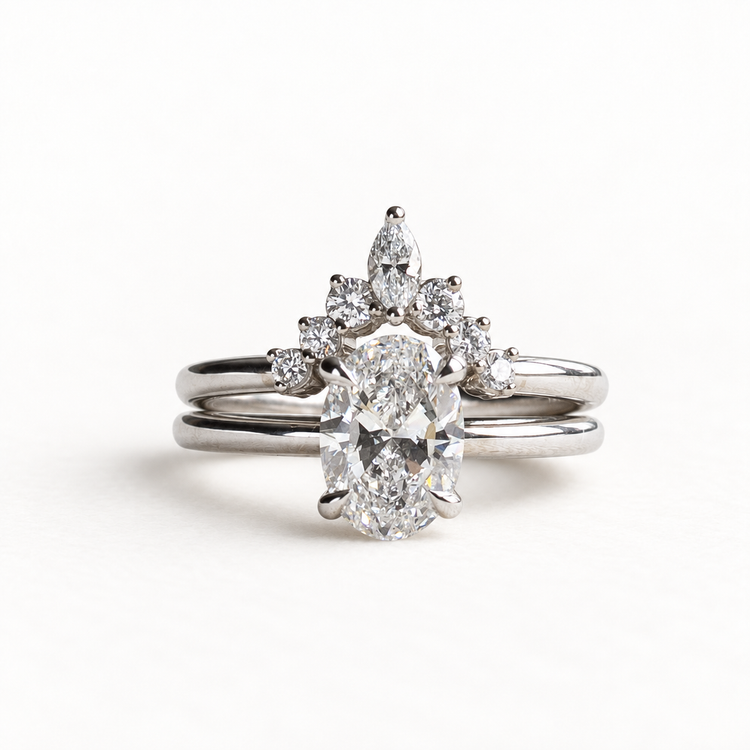 14K White Gold Diamond Engagement Ring Set
